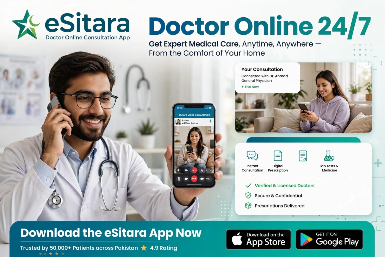 eSitara, a doctor online consultation app available twenty four hours a day