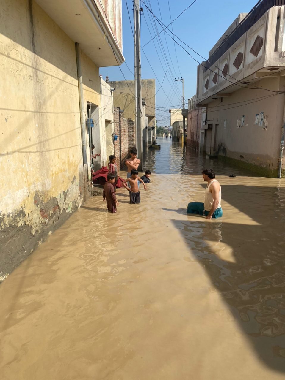 Flood response work in a flood affected district
