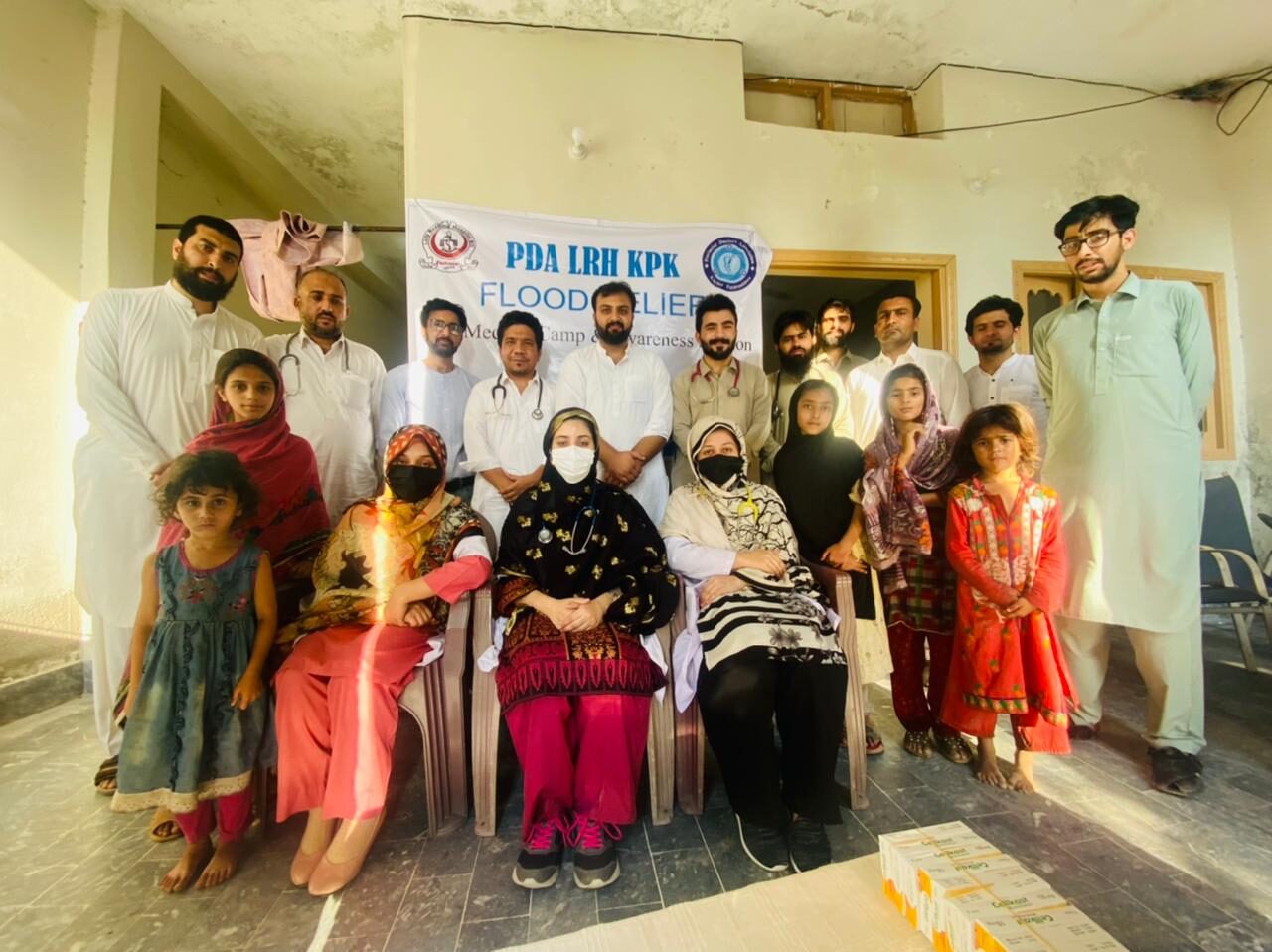 Volunteer doctors running a free medical camp